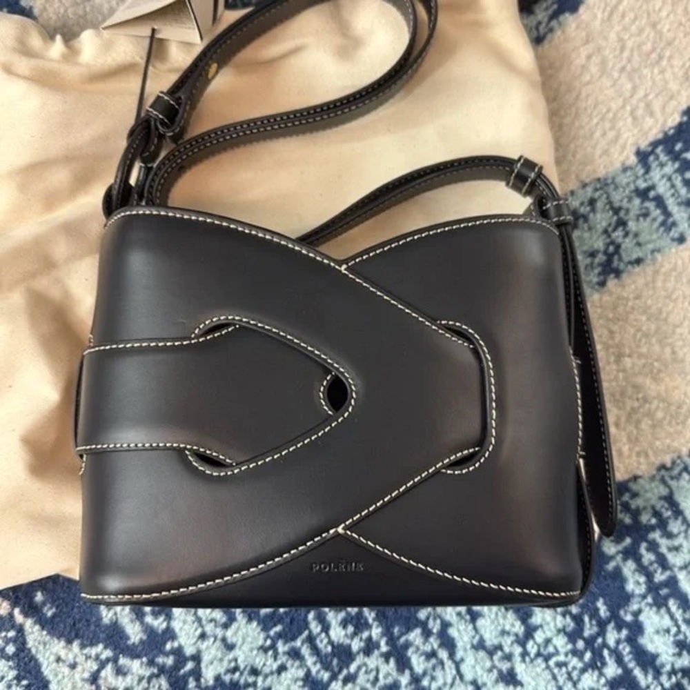 Polene Nodde Noir Lisse Black Handbag Crossbody Convertible - Picture 1 of 4